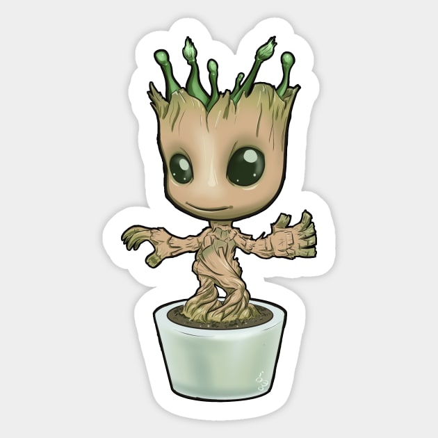 Chibi Baby Groot Sticker by ideo